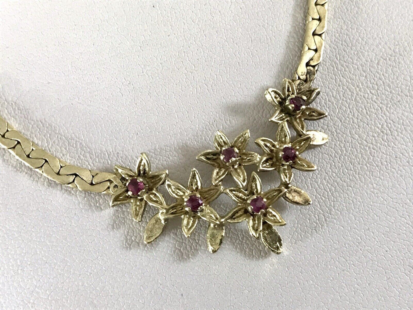 Antik Edel Jugendstil 925 Silber vergoldet Collier Halskette Rubine