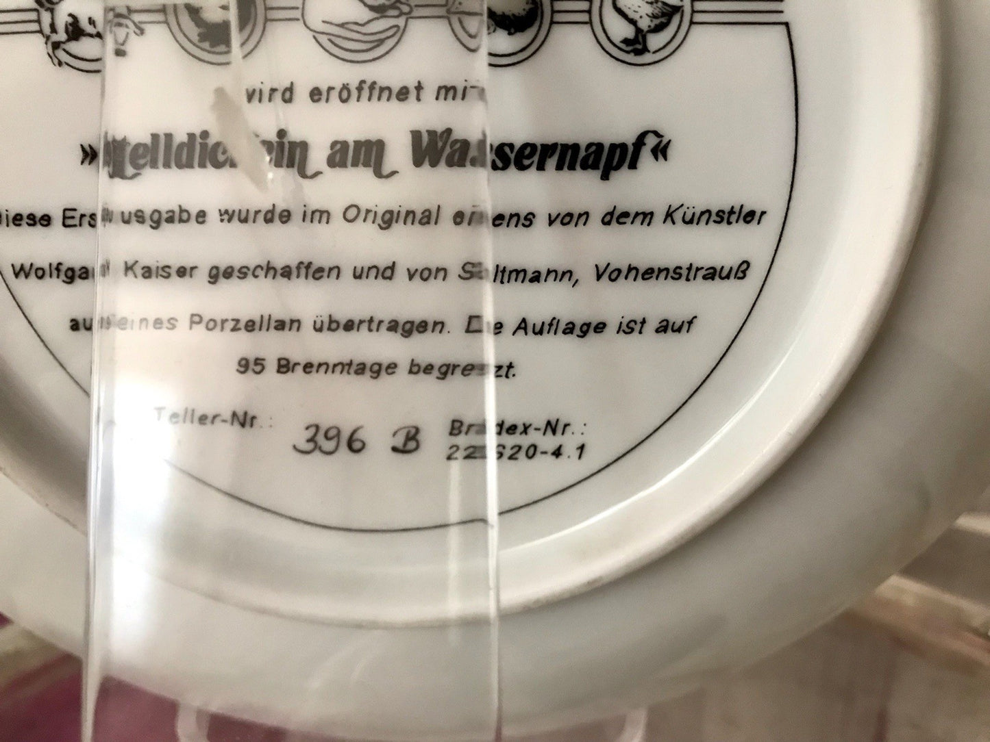 Porzellan Wandteller Zierschale Teller Seltmann Heitere Tiergeschichten 1991