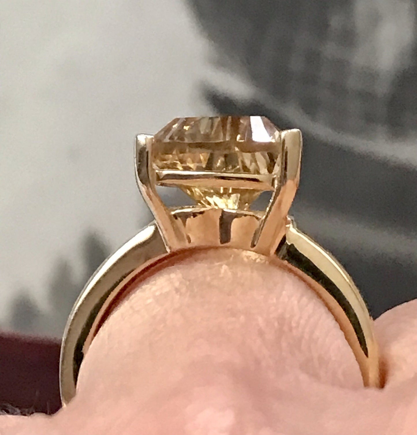 Vintage Ring Citrin? gelber Stein 925 Silber vergoldet Gr.57 18,1