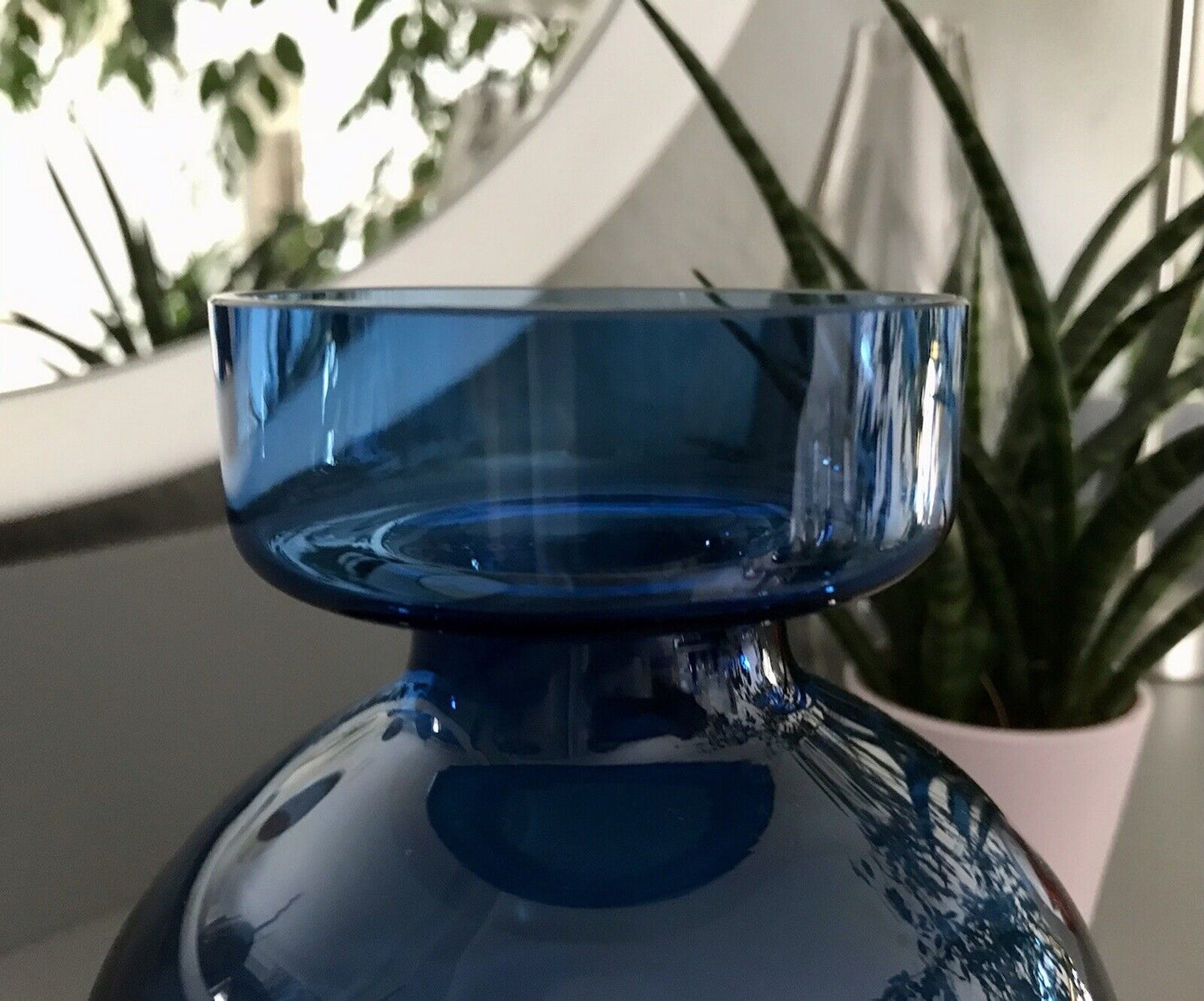 Vintage 60er Design Glasvase Glas Blau Vase Mid Century Schön als Zwiebelglas