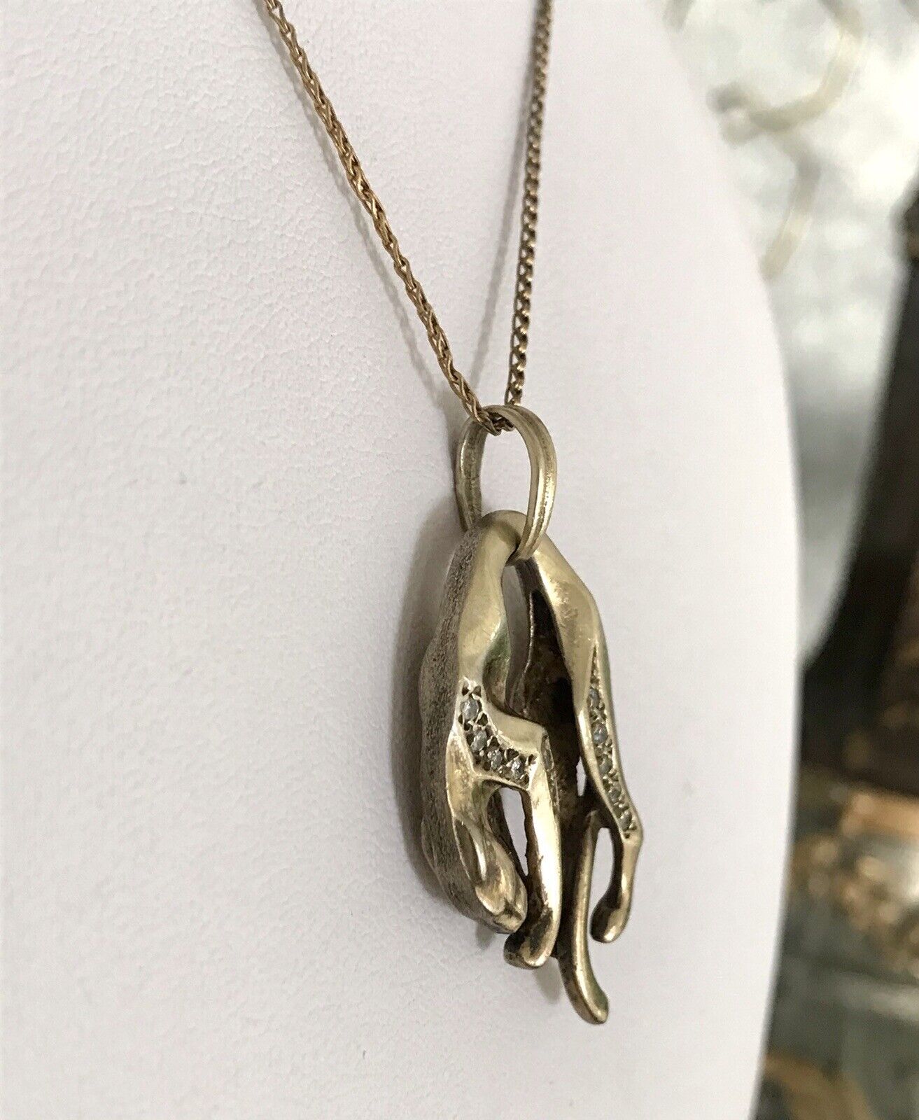 Vintage Edel groß Anhänger 925 Silber Super Design vergoldet hängender Panther