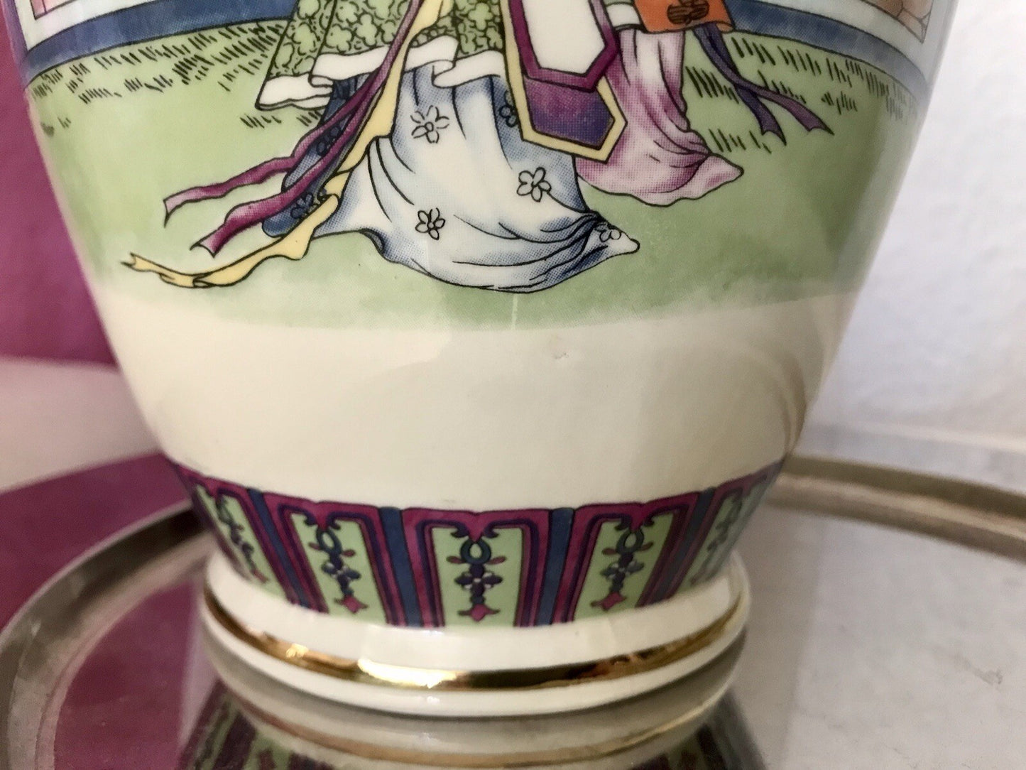 Alt Vintage Vase Bodenvase Japanisch mit Geishas Chinoiserie Design