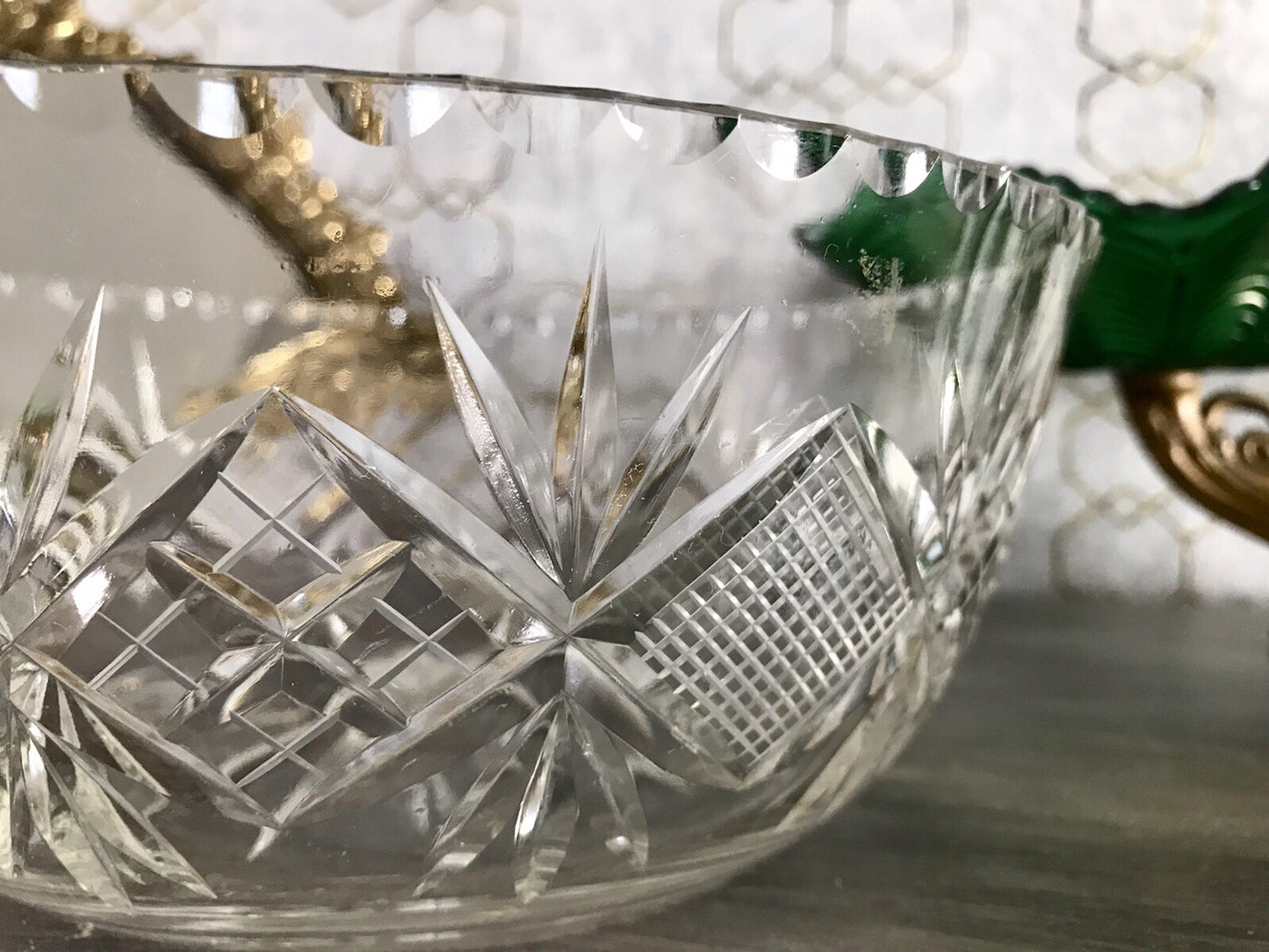 Antik Bleikristall Schale Glasschale Kristallglas Glas edel Salatschale Schlif