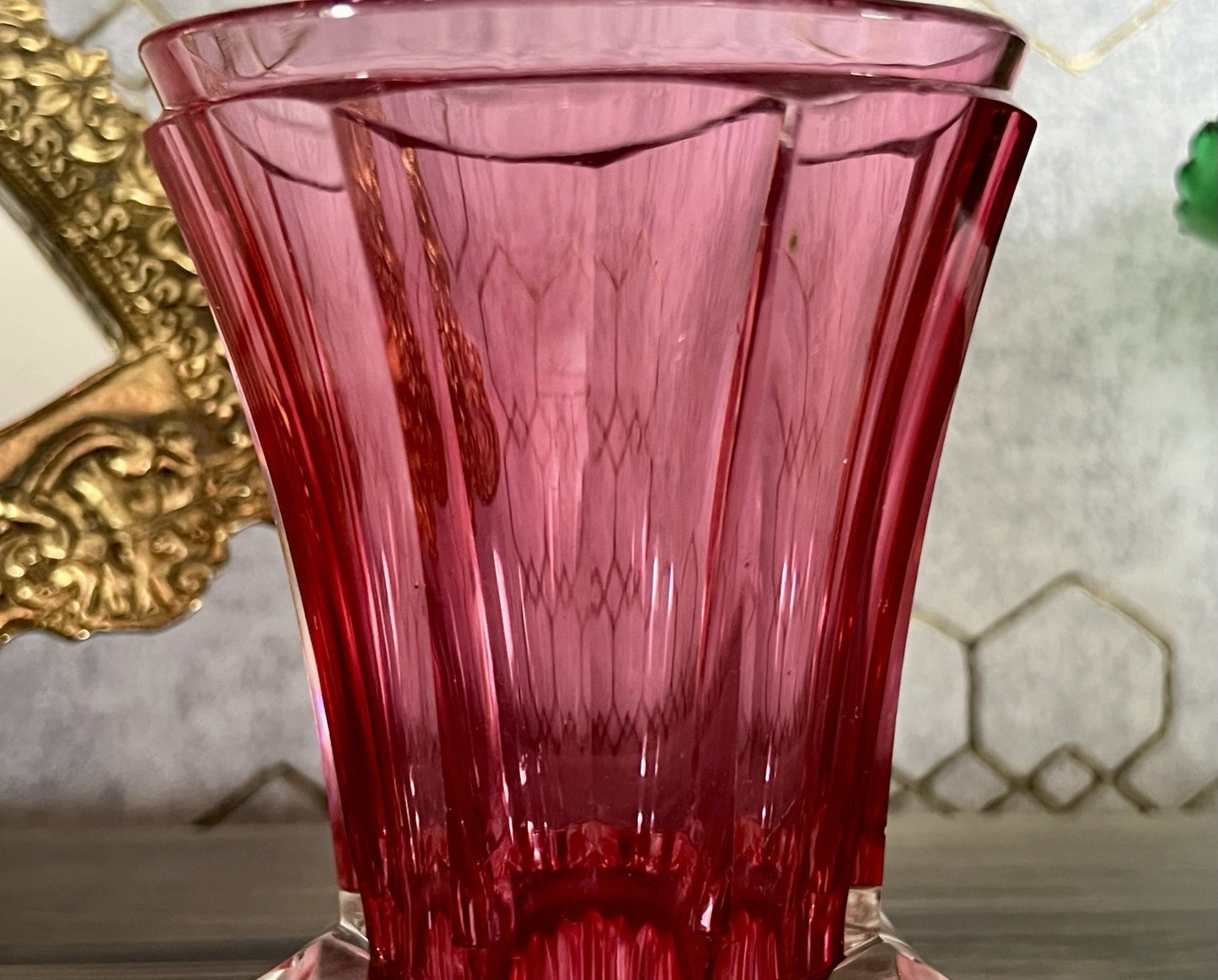 Antik Fußbecher Rubinrot Becher Weinglas Ranftbecher Glas goldrubin