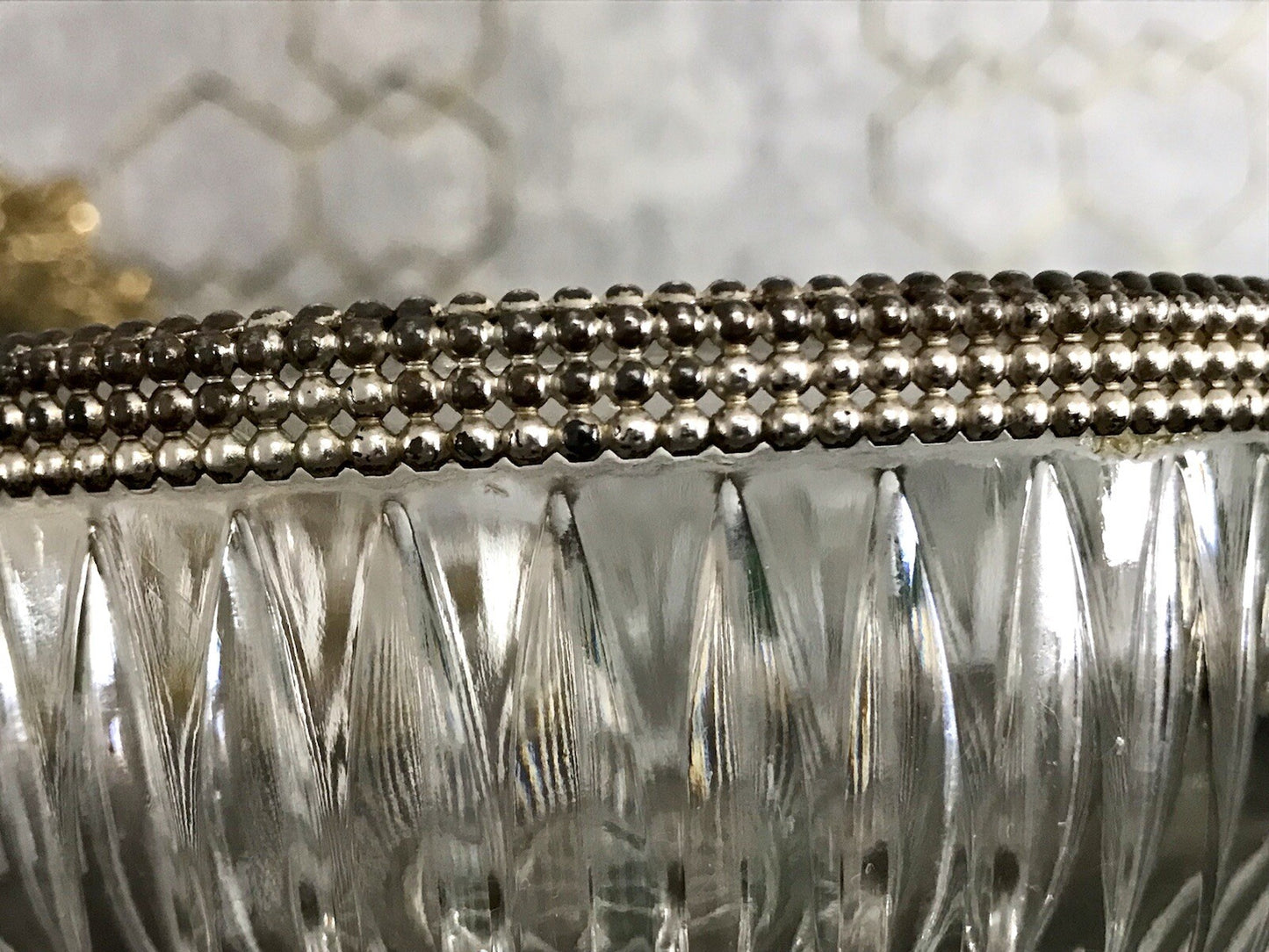 Vintage Glasschale Fußschale Schale Glas versilberte Montur Kristallglas?