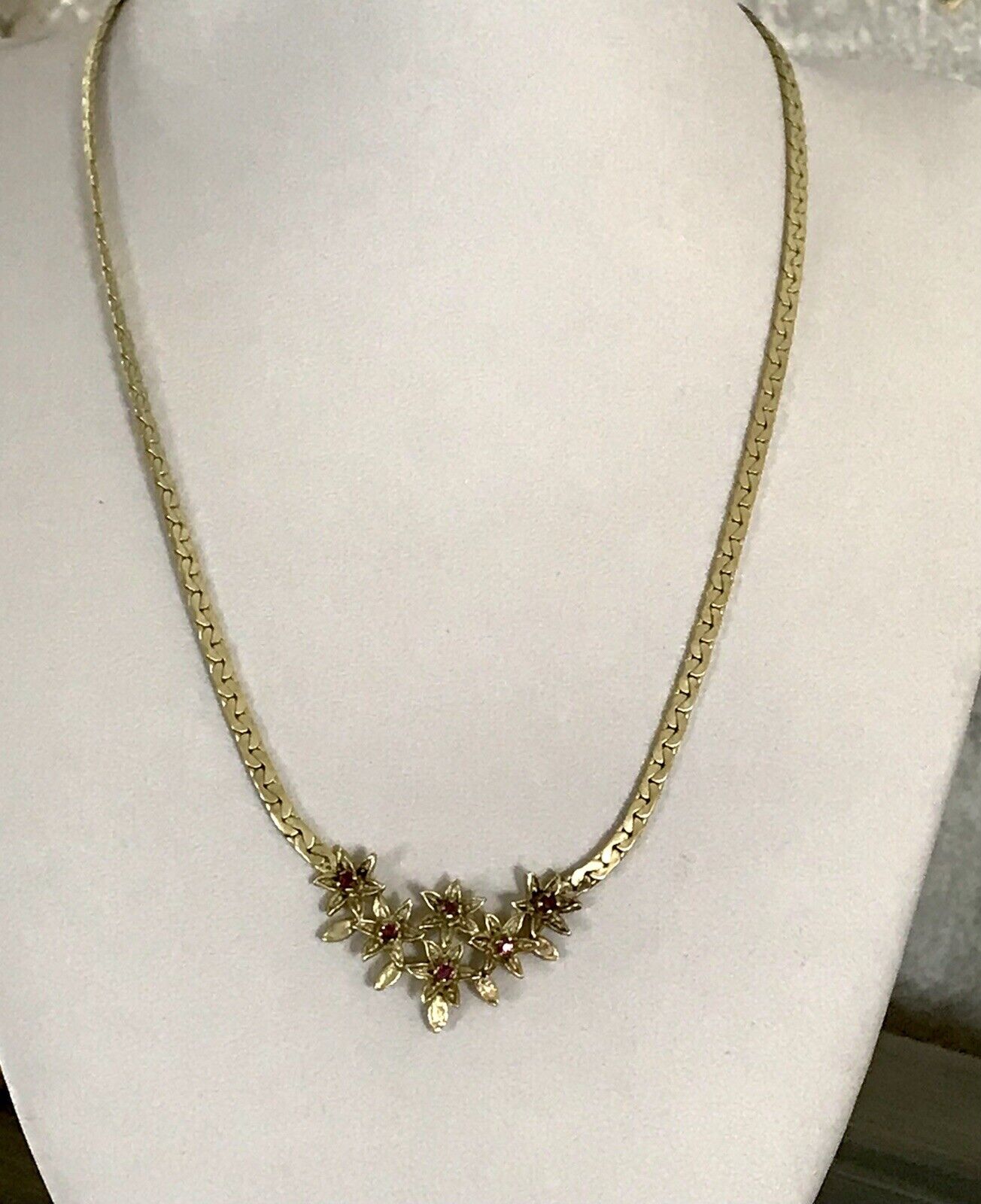 Antik Edel Jugendstil 925 Silber vergoldet Collier Halskette Rubine