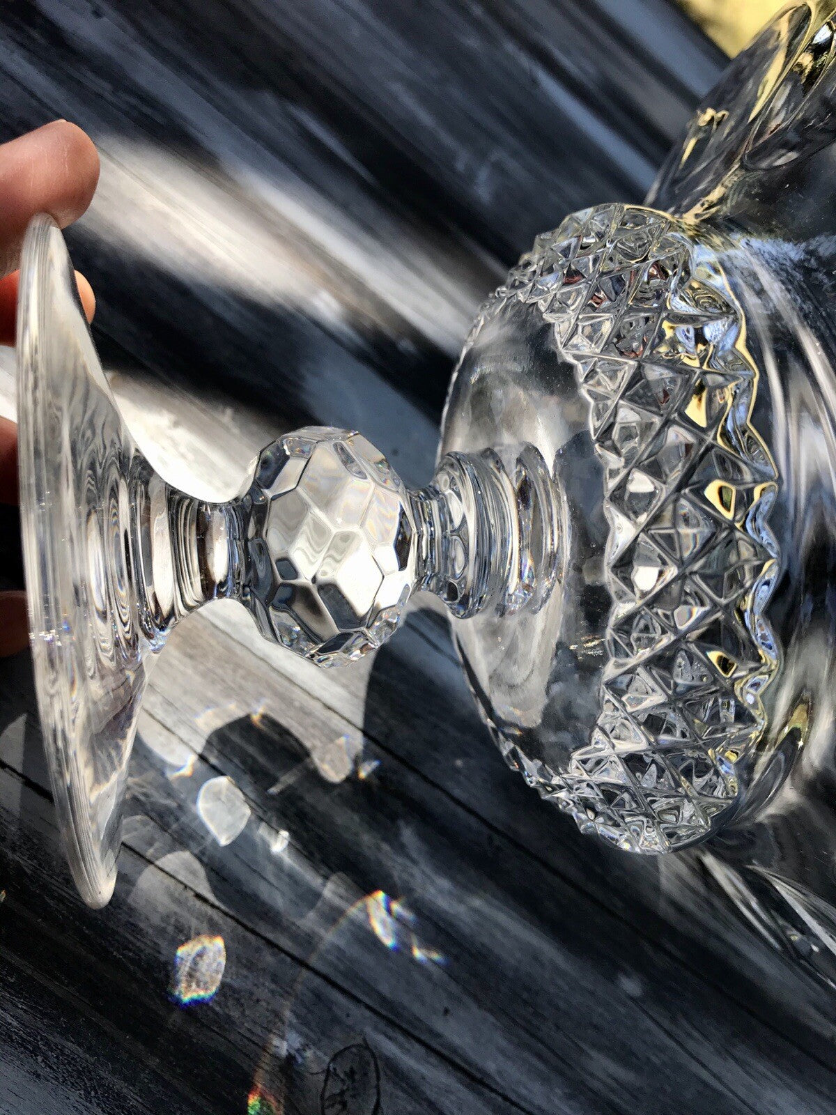 Alt Vintage Bleikristall Schale auf Fuß Glasschale Kristallglas Glas Edel