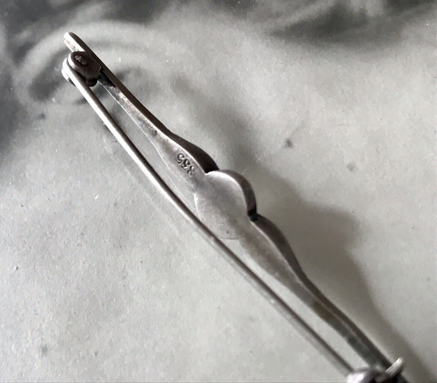 Antik Art Déco Edel Stabbrosche 835 Silber Brosche Markasiten Perle So Schön!