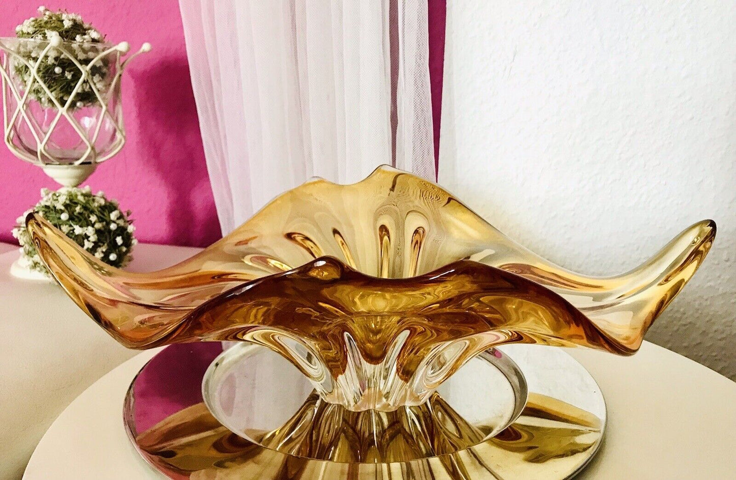 Vintage GROß 60er Somerso Murano Schale Glas Gelb Überfangglas Erscheinung