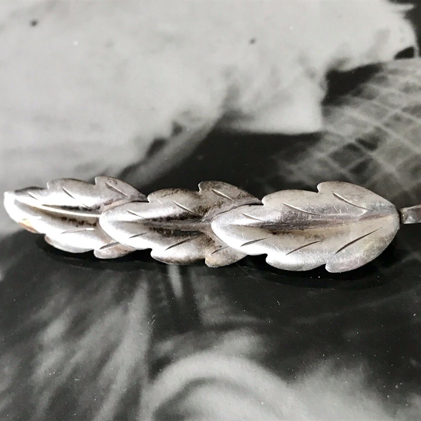 Antik TeKa Art Déco Edel Brosche Silber 835 3 Blätter Eichenblätter?