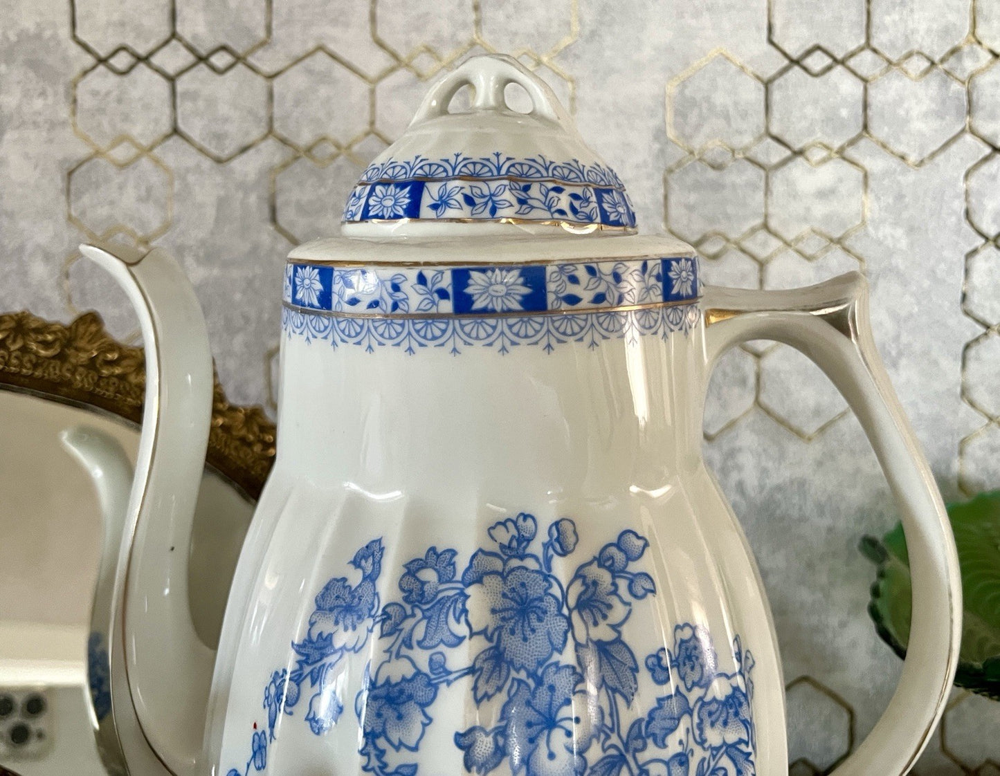 Edel Antik Jugendstil Sorau Margaret Porzellan Kaffeeservice Kernstück 4 Teile