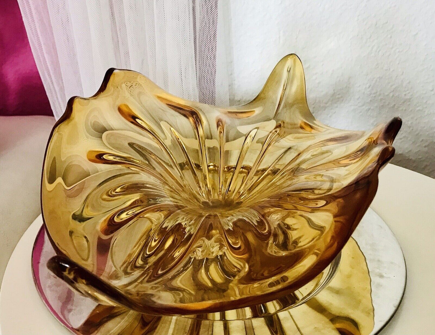 Vintage GROß 60er Somerso Murano Schale Glas Gelb Überfangglas Erscheinung