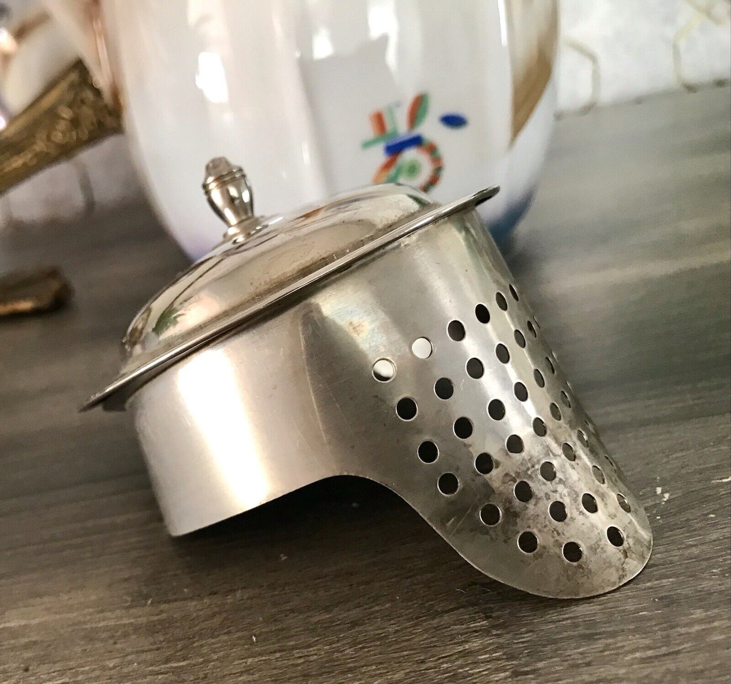 Antik Art Déco Porzellan Kakaokanne Schokoladenkanne Kanne Krug irisierend
