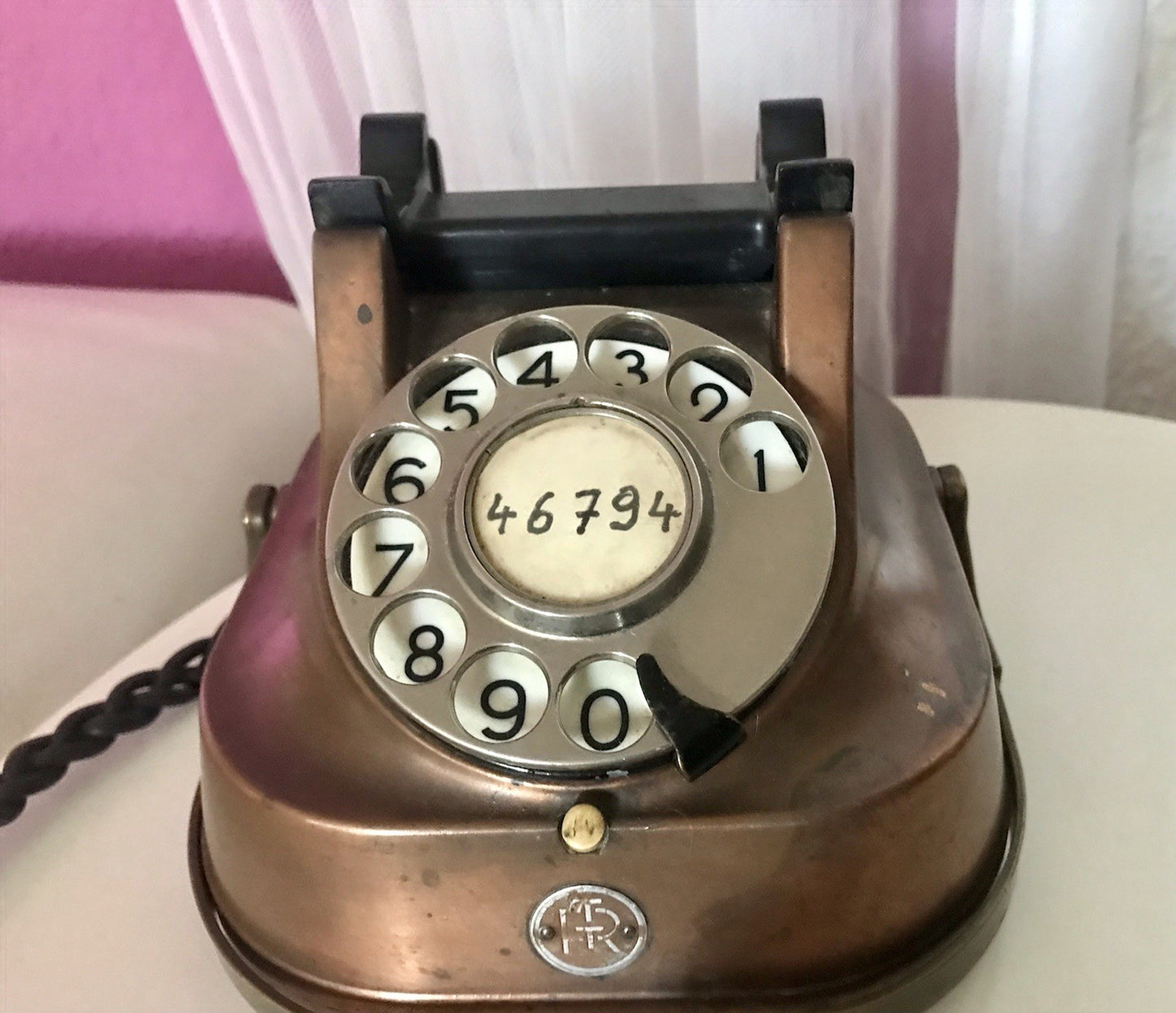 alt 50er beinahe antik FTR Bell Telefon Bakelit Kupfer sehr dekorativ schwer