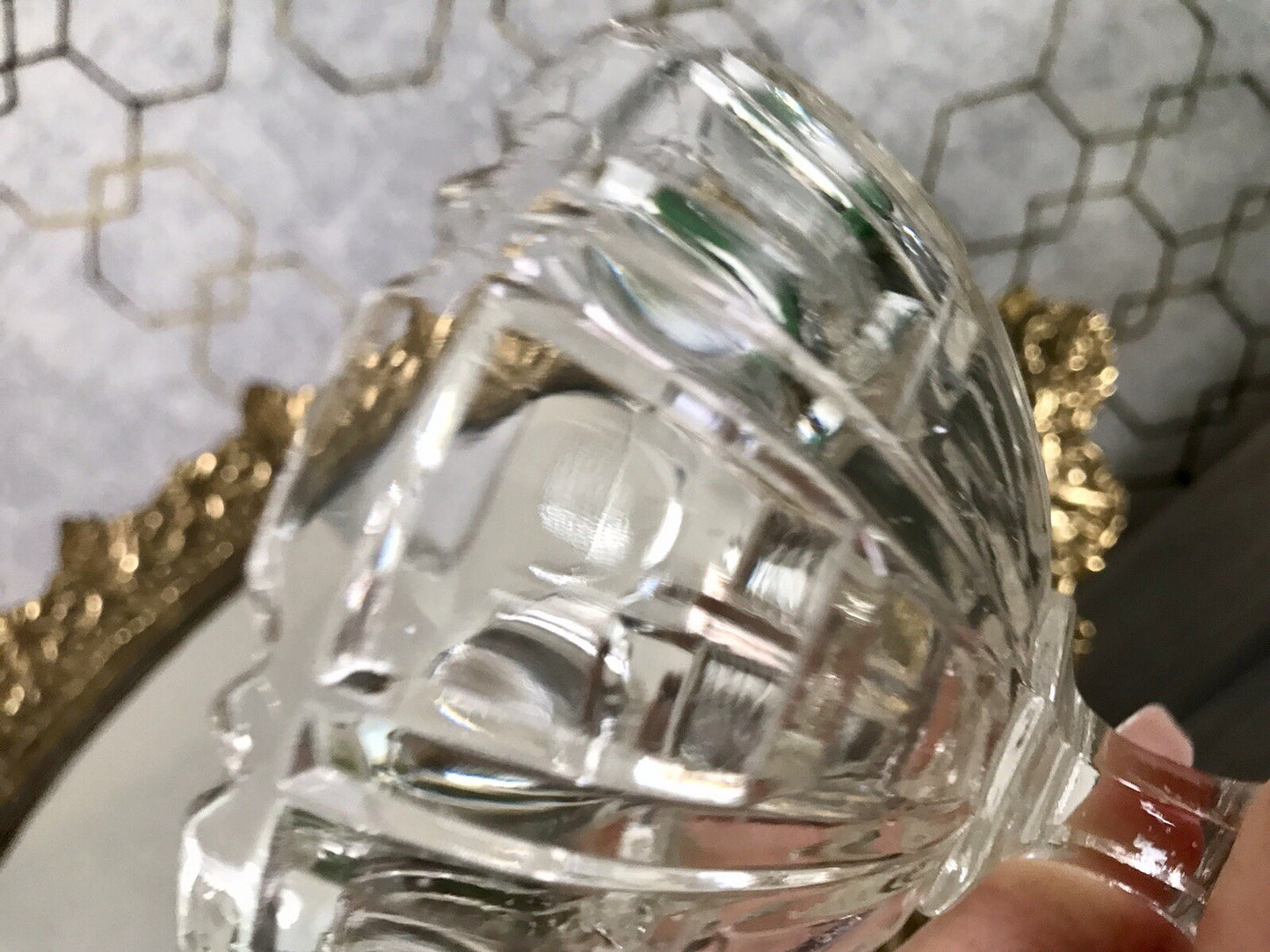 Antik Jugendstil Art Déco Pressglas Glas Fußschale Schale Zuckerschale