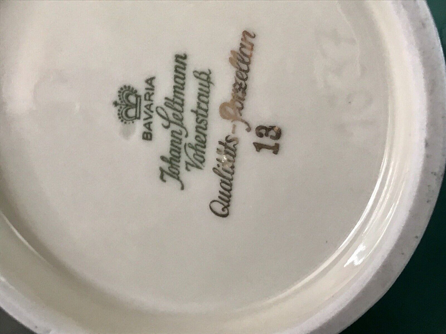 Spätes Art Vintage 50er Porzellan Dose Deckeldose Bonboniere grün gold Seltmann