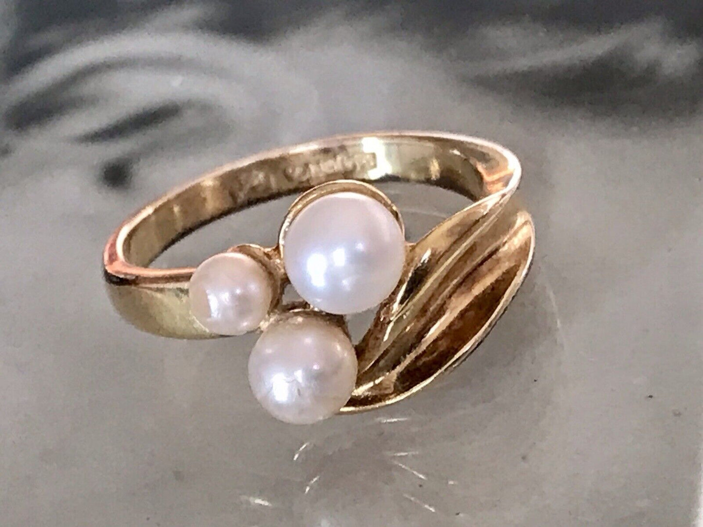 Majorica Edel DAMEN RING Perlen Gr.56 57 vergoldet 925 Silber