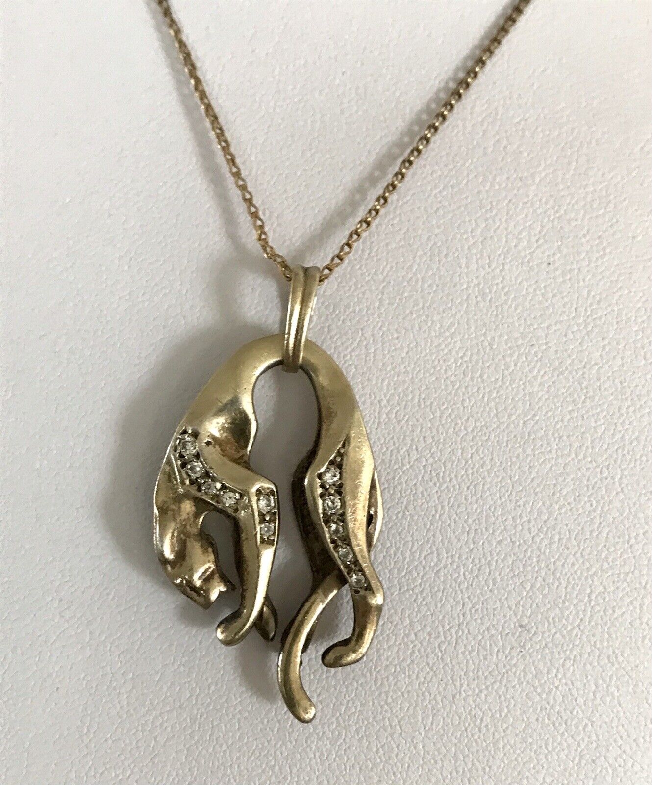 Vintage Edel groß Anhänger 925 Silber Super Design vergoldet hängender Panther