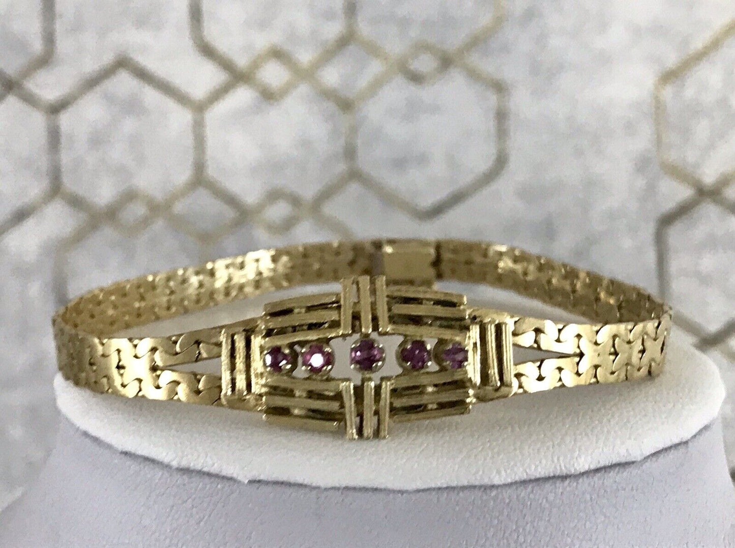 Antik Art Déco 835 Silber Armband vergoldet Rubine WUNDERVOLL