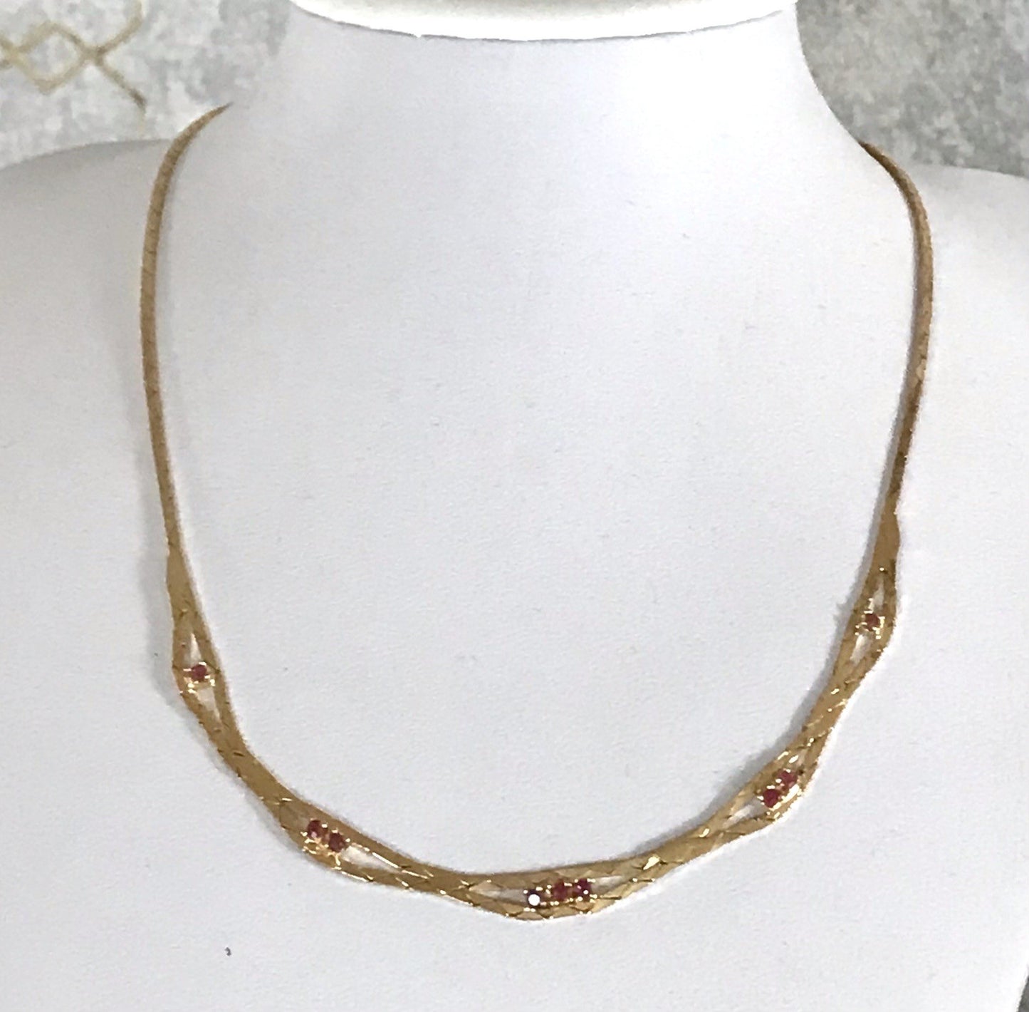 Alt Edel Vintage 925 Silber vergoldet Collier Halskette Rubine?
