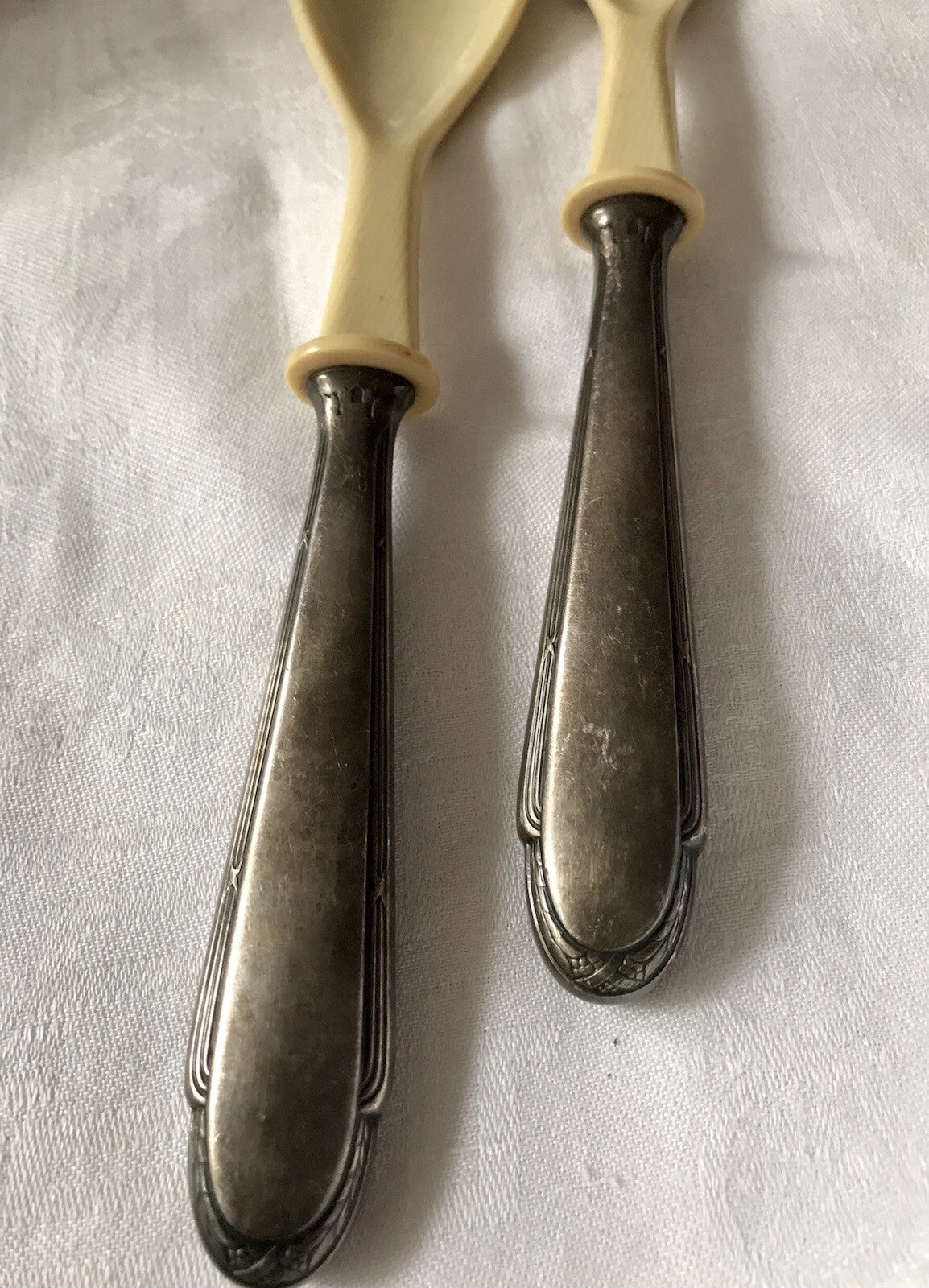 Antik WMF schönes 2teiliges Salat Besteck Salatbesteck versilbert Zelluloid