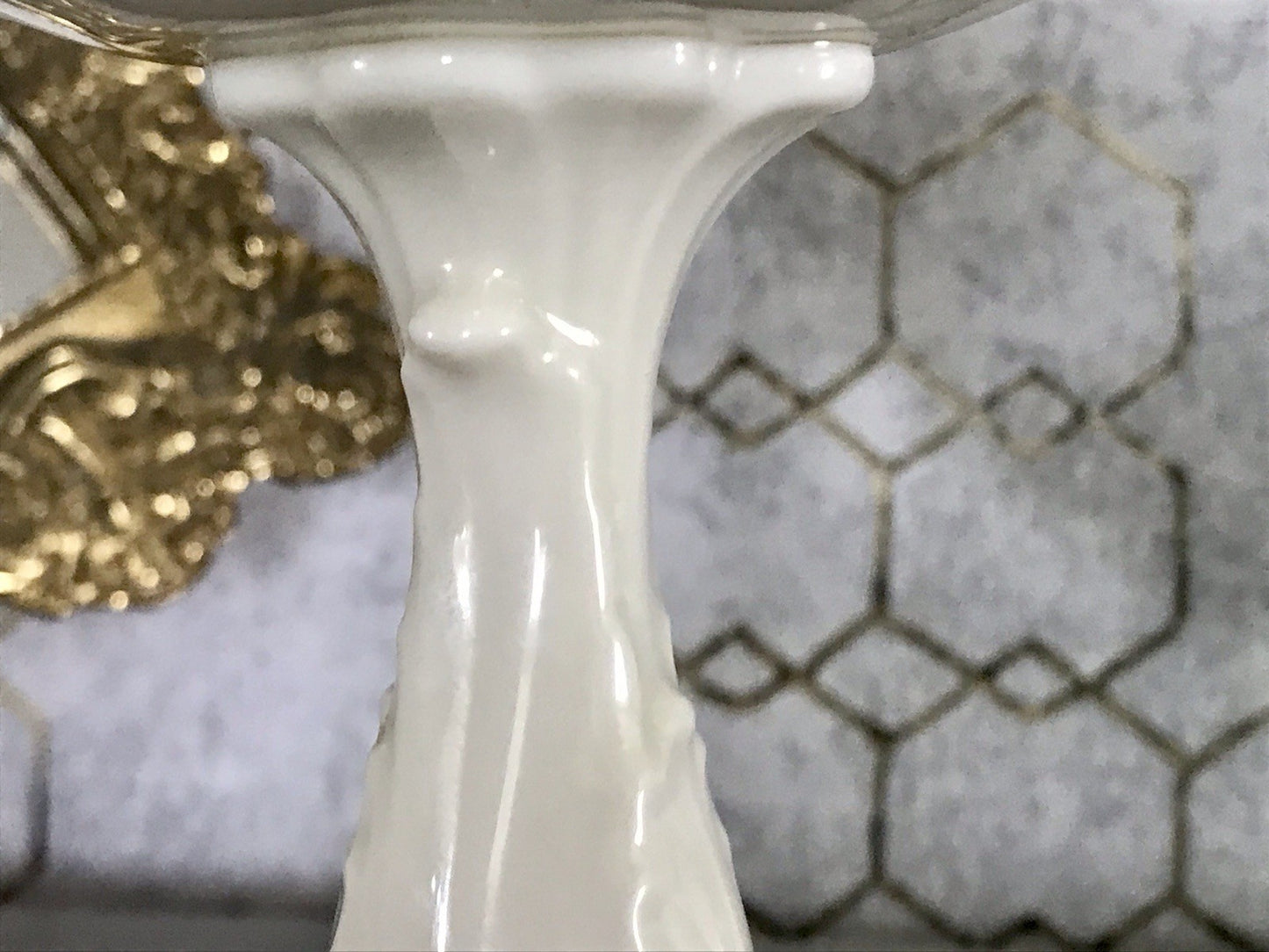 Antik Porzellan Fußschale Schale auf Fuß USA Lenox elfenbein gold Blume