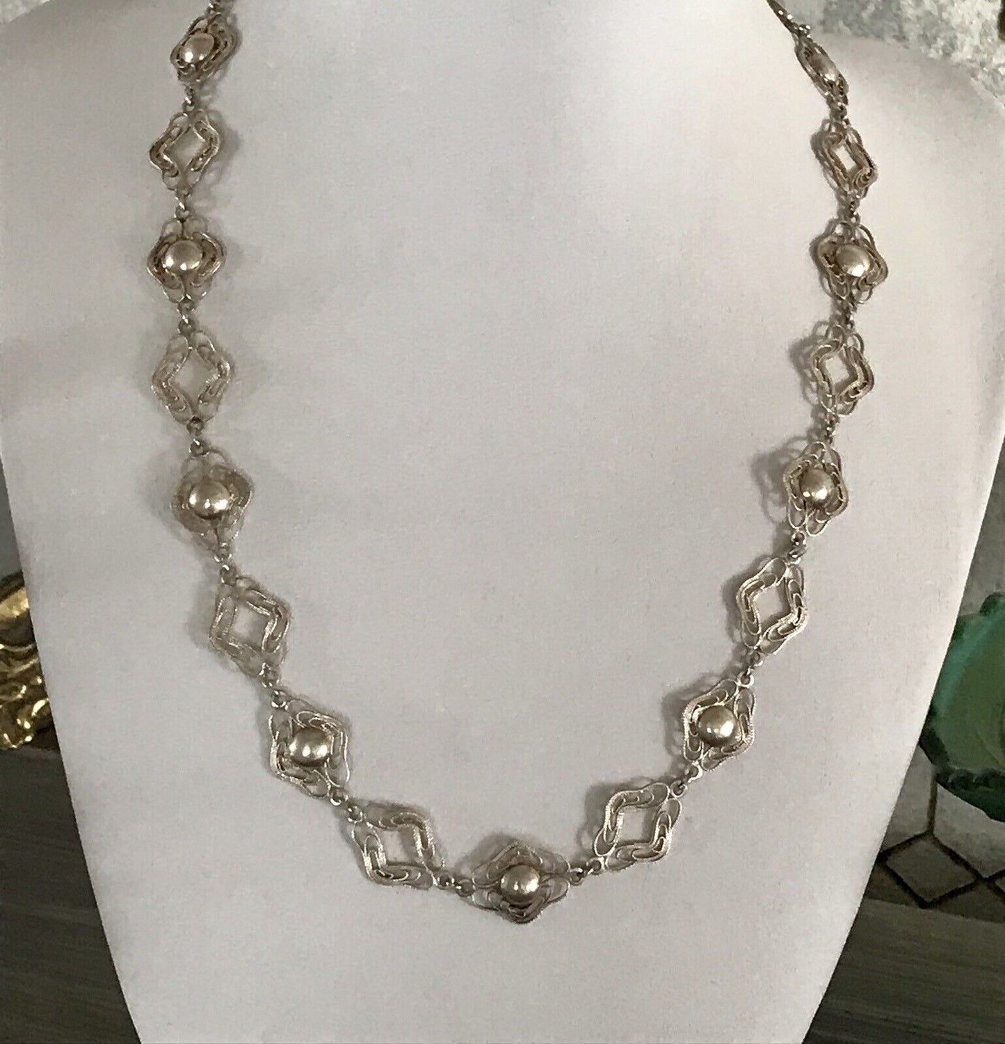 Alt Vintage Edel 835 Silber Collier Halskette