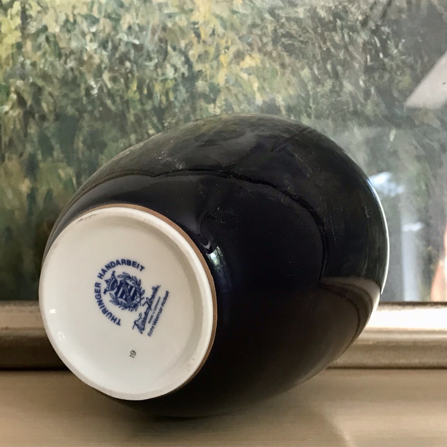 Vintage Alt 1 Porzellan Prunkvase Vase Echt Kobalt blau bunt Weimarer Porzellan