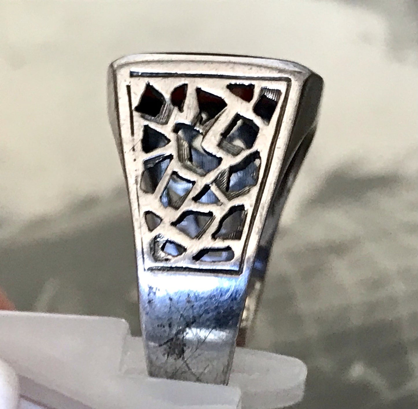 Antik alt Vintage Art Déco Herren RING Siegelring Karneol 835 Silber Gr.63
