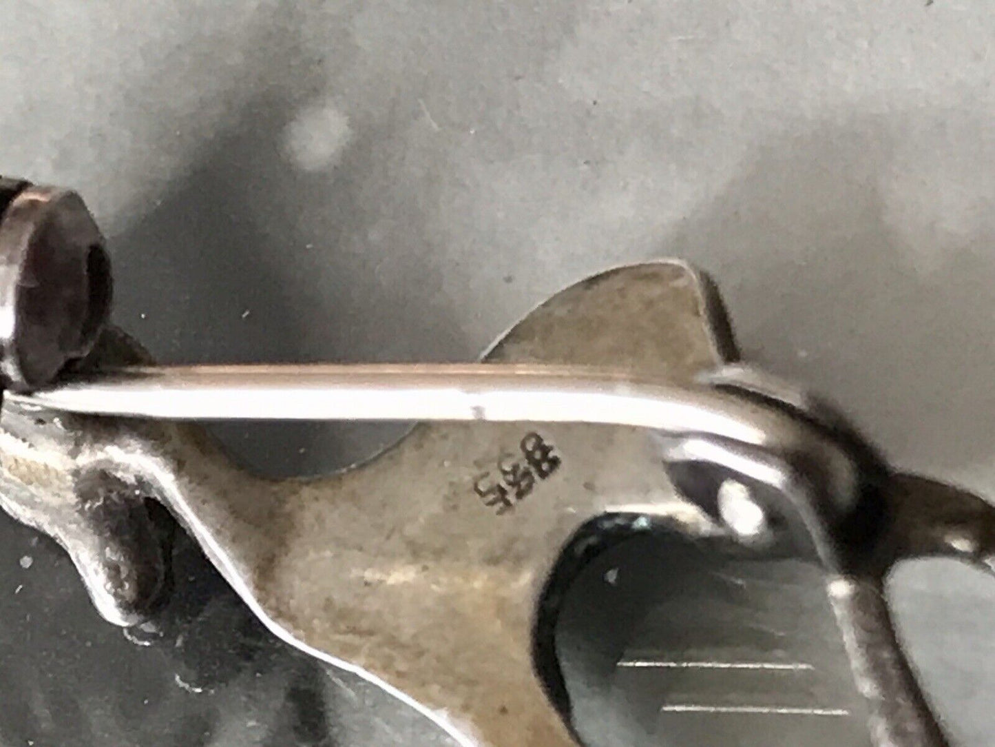 Antik Art Déco Edel Brosche Silber 835 Markasite Rehkitz Grüne Augen