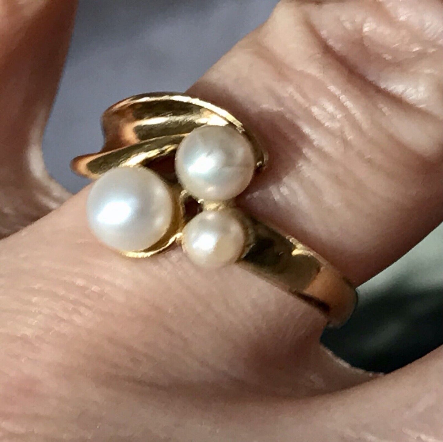 Majorica Edel DAMEN RING Perlen Gr.56 57 vergoldet 925 Silber