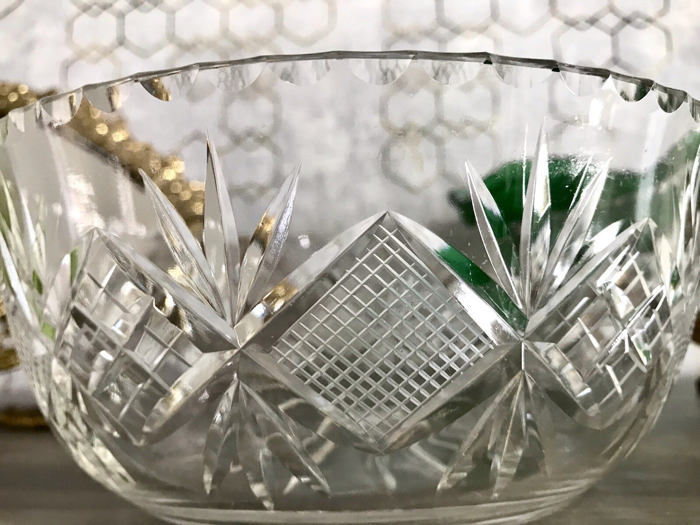 Antik Bleikristall Schale Glasschale Kristallglas Glas edel Salatschale Schlif