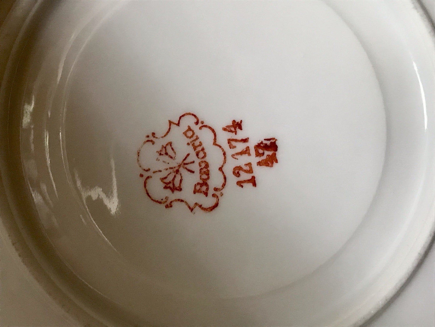 Antik Art Déco Porzellan Kaffeeservice weiß rot orange gemarkt deutsch Bauhaus