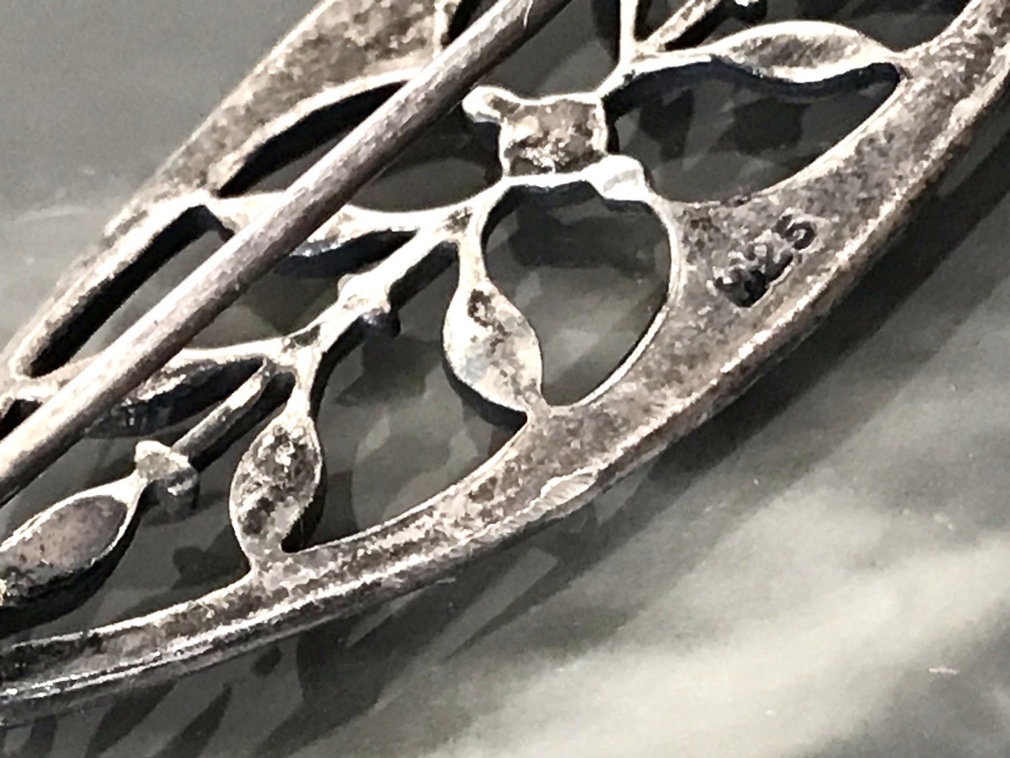 Antik reines Jugendstil Brosche 835 Silber Markasite WUNDERVOLLE ARBEIT!