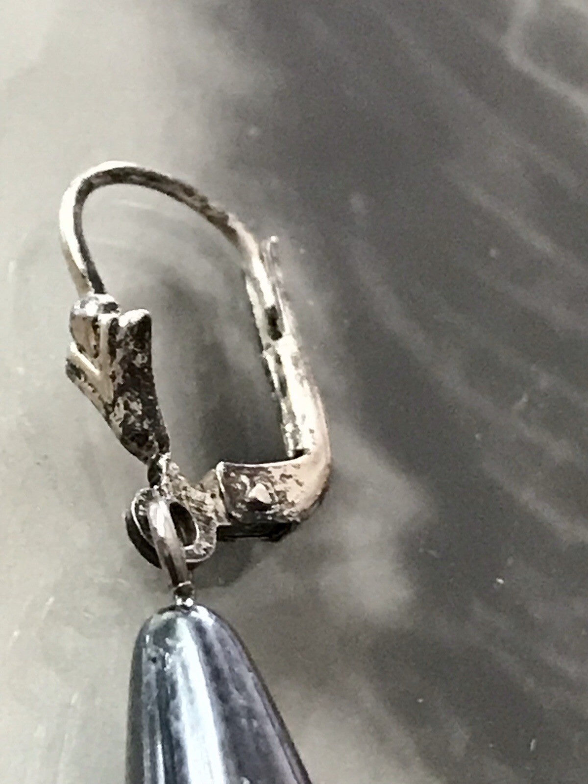 Antik Vintage Ohrhänger Ohrringe Hämatit Pampel DAMEN Silber 925