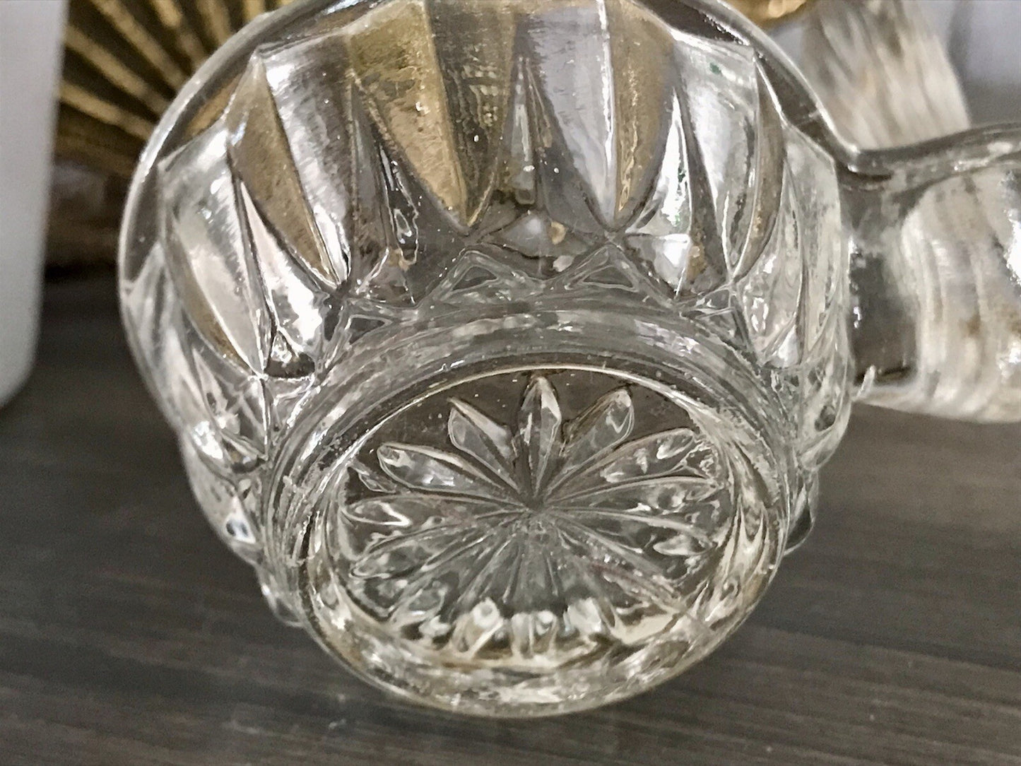 Antik Art Déco Pressglas Salz & Pfeffer Menage Saliere Gewürzständer Glas