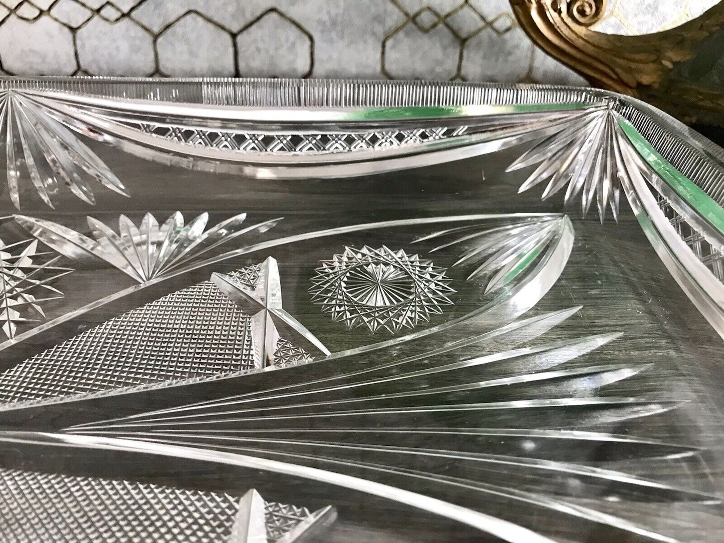 Antik Bleikristall Schale Glasschale Kristallglas Glas Schliff EDEL Groß