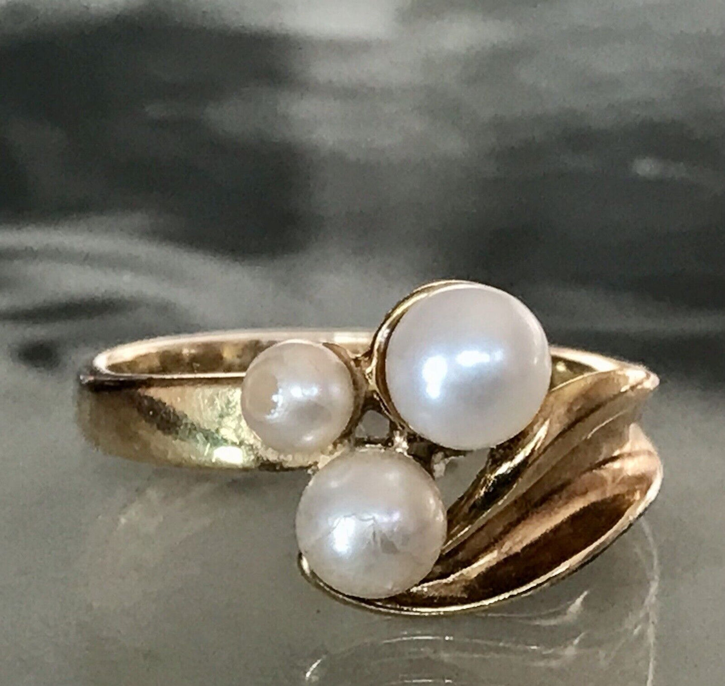 Majorica Edel DAMEN RING Perlen Gr.56 57 vergoldet 925 Silber