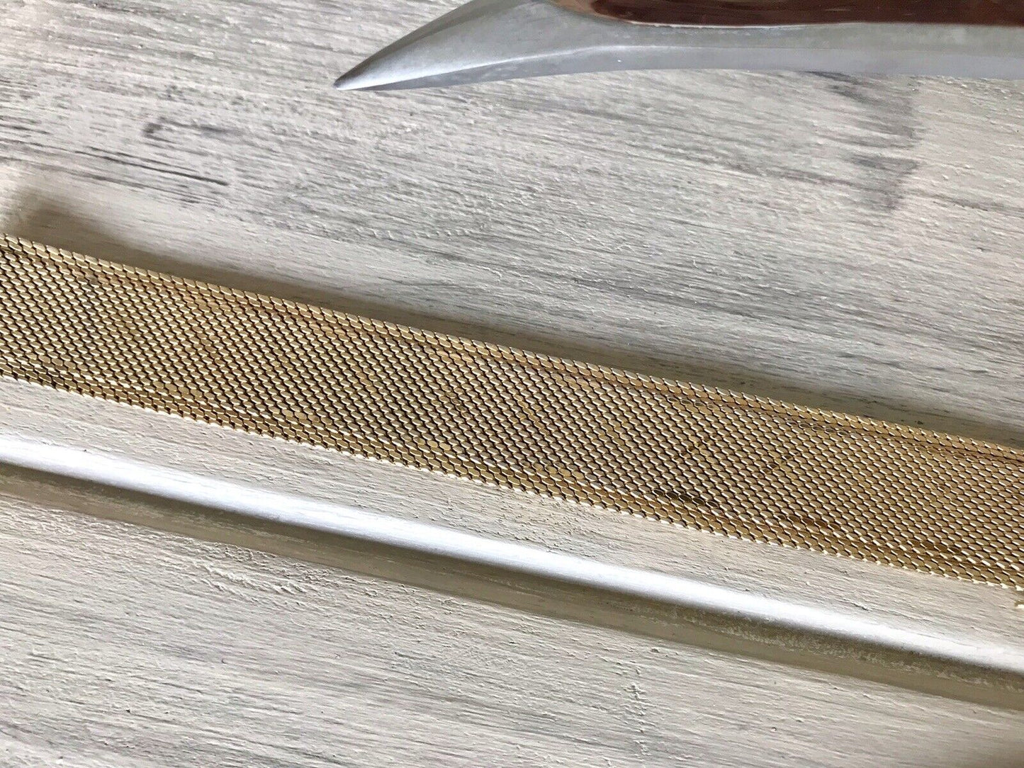 Vintage wunderschönes breites Teppicharmband Armband vergoldet