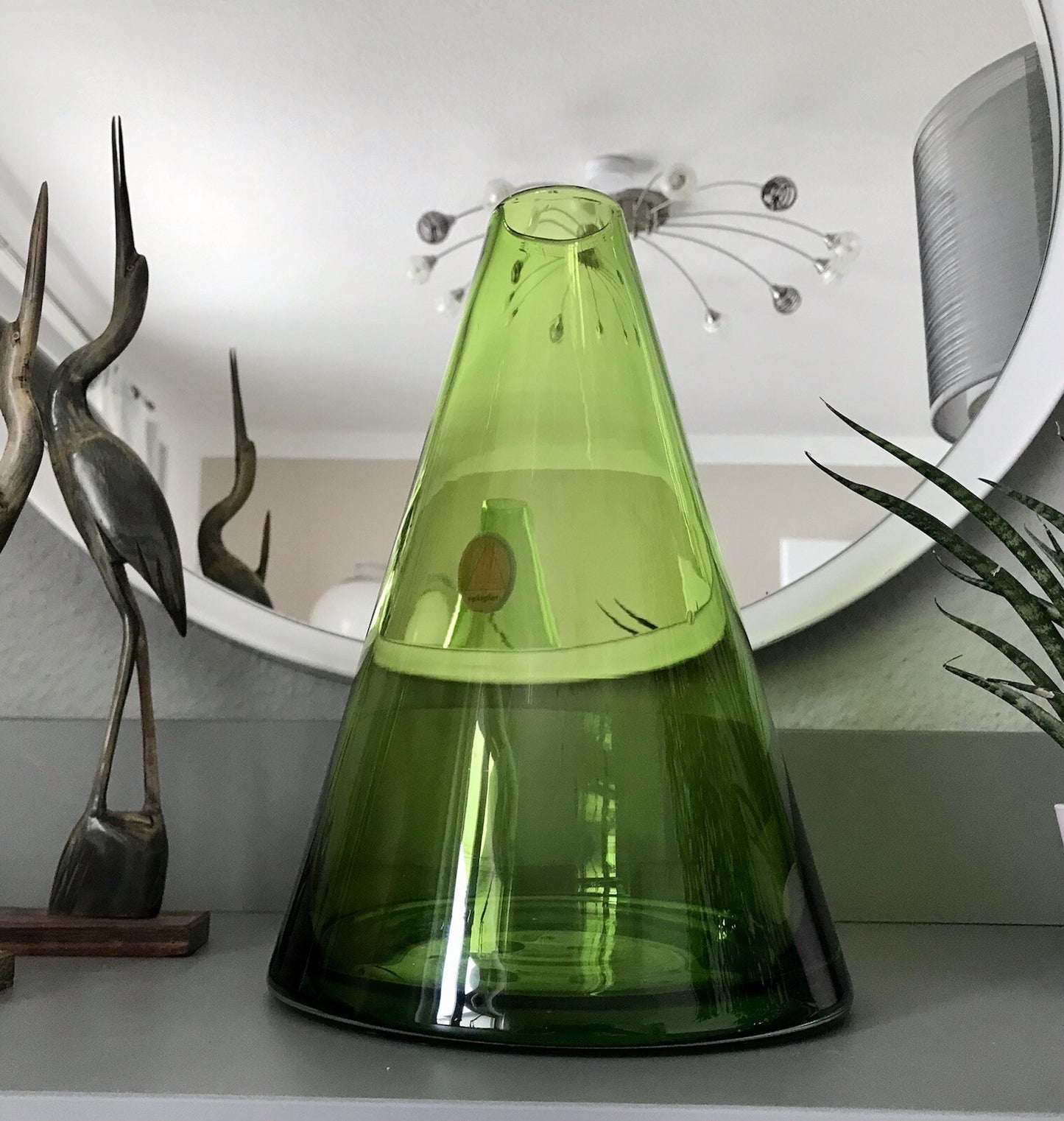 Große kegelförmige Vase Glasvase grün SCHÖN