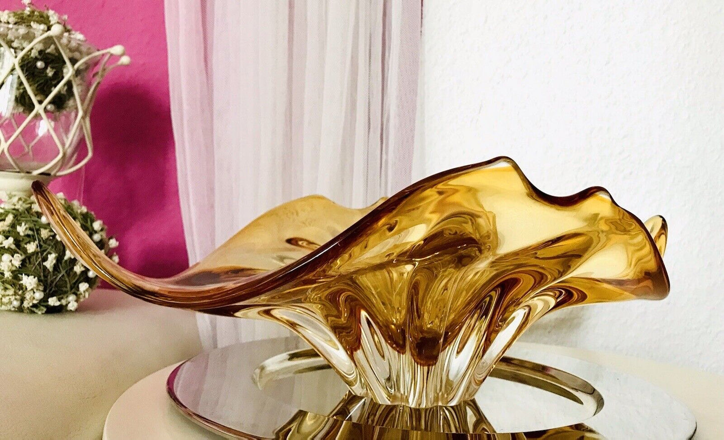 Vintage GROß 60er Somerso Murano Schale Glas Gelb Überfangglas Erscheinung