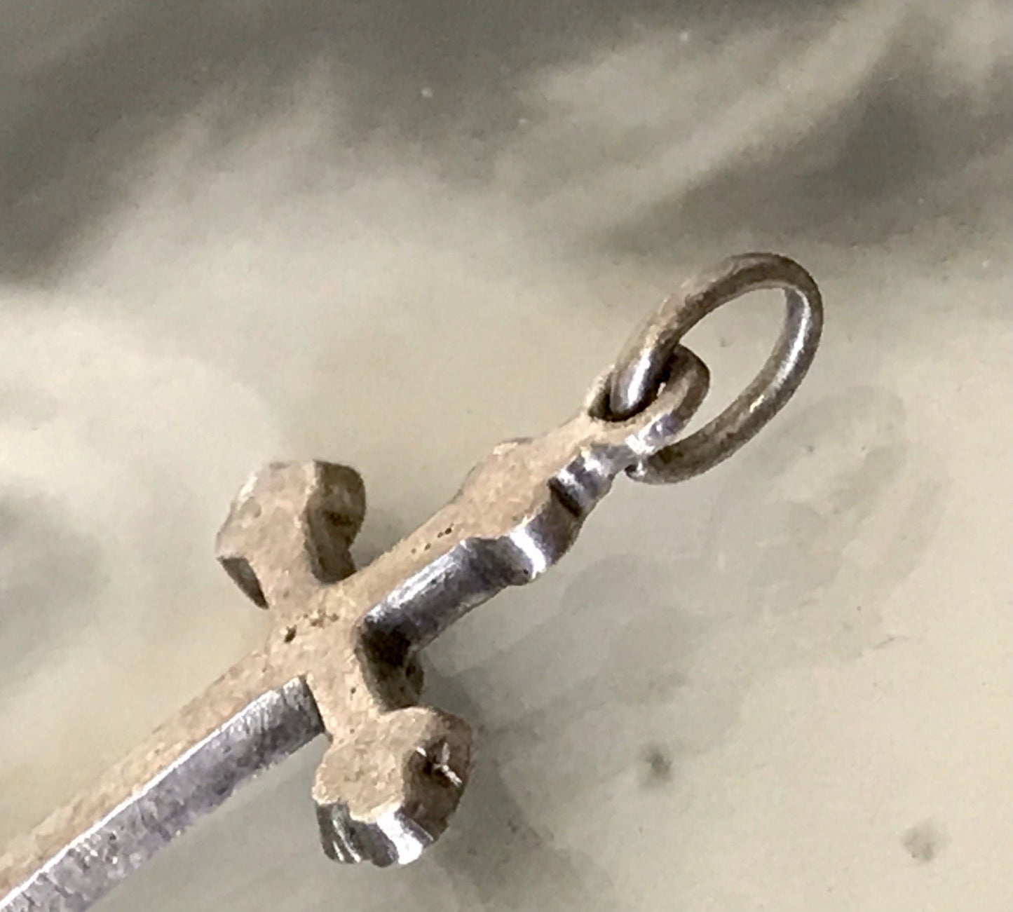 Antik Art Déco Echtsilber Silber Kreuz Anhänger Kettenanhänger Markasite