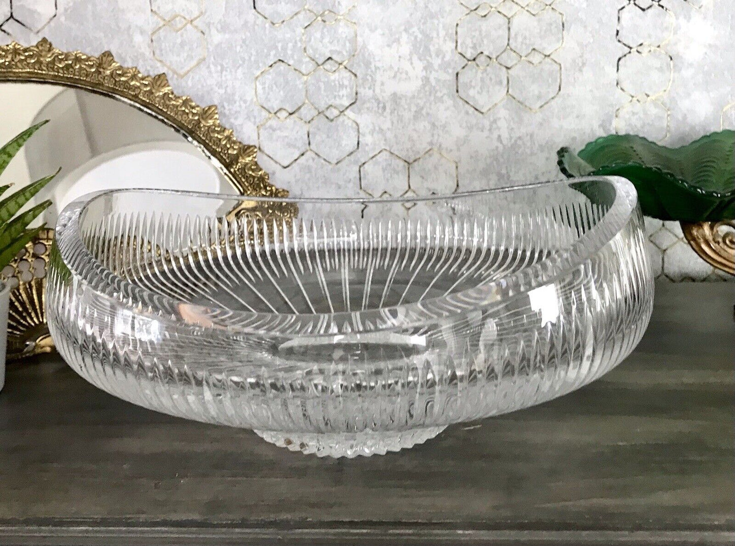 Vintage EDEL Bleikristall Schale Glasschale Kristallglas Glas Groß Schliff