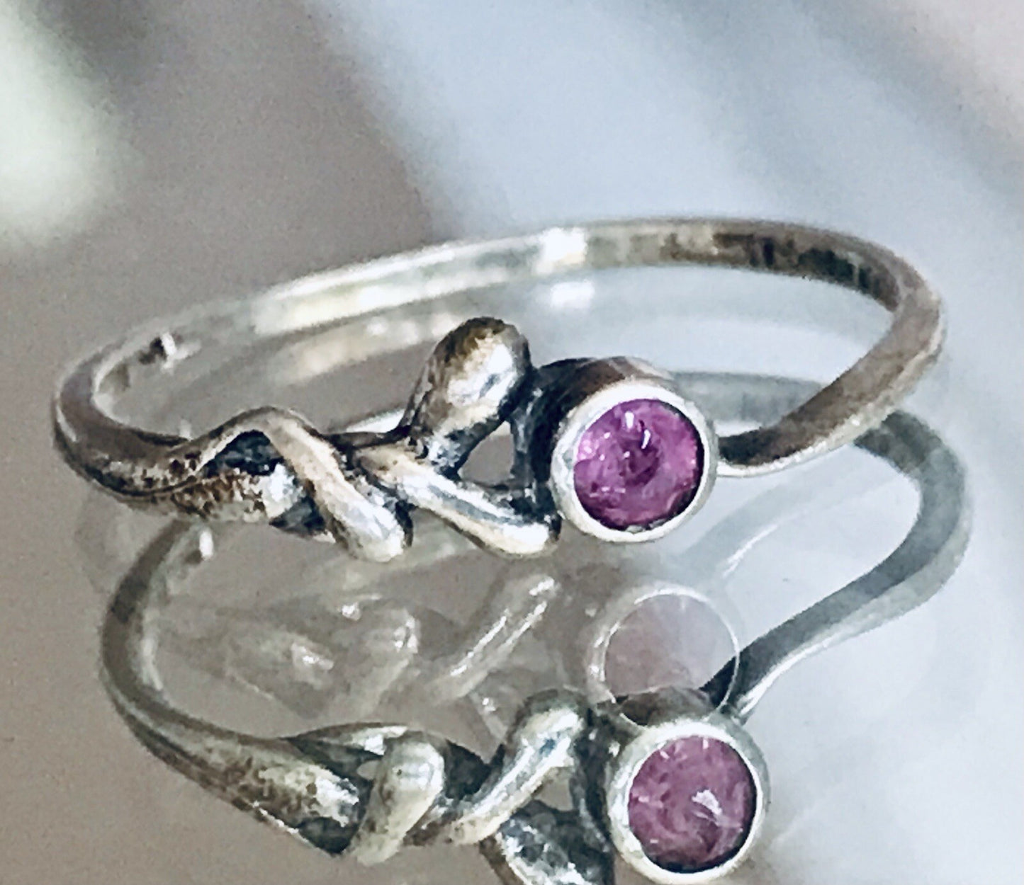 Antik? Vintage Damen filigran Ring lila Stein Silber 835 Gr.56 17,8