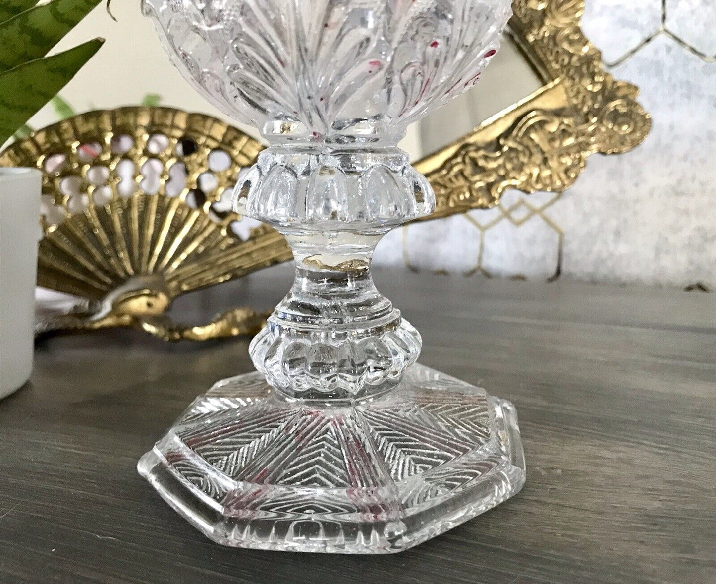 Antik Fußbecher Kelch Becher Weinglas Pokalglas Kristallglas? ~1830