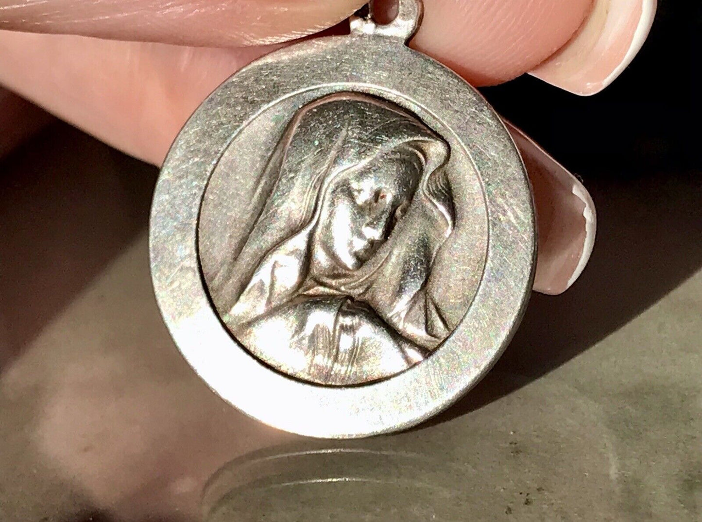 Antik Edel Anhänger Kettenanhänger Silber christlich Maria Mutter Gottes