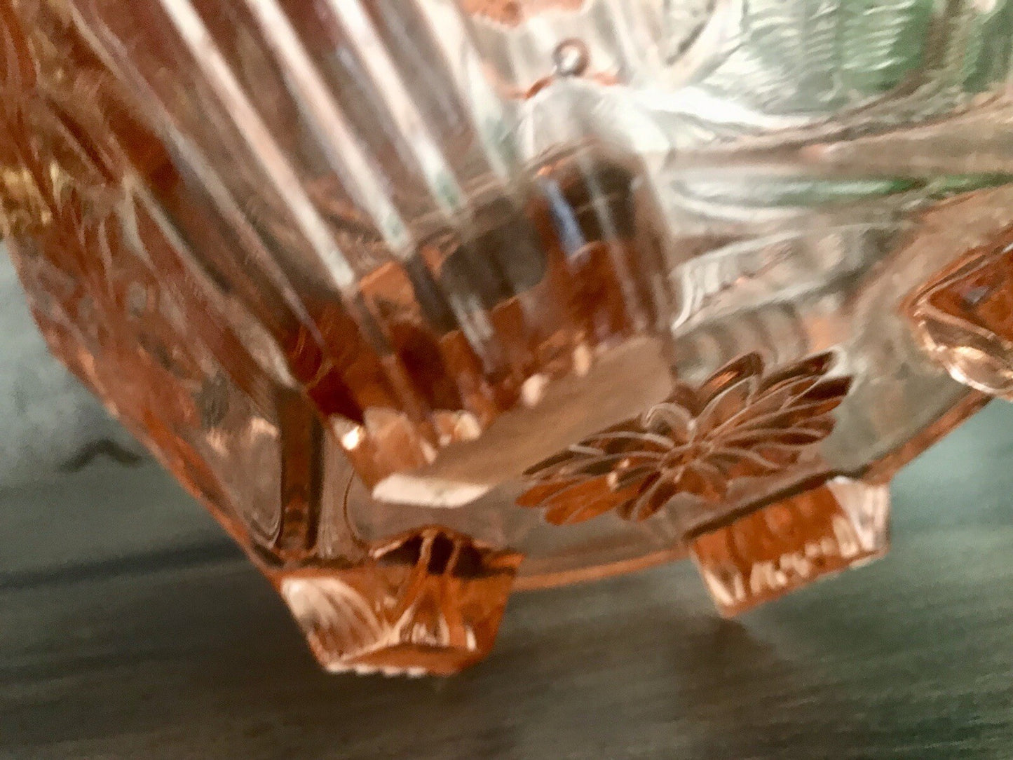 Antik Art Déco Dose Deckeldose Zierdose Pressglas Rosalin rosa Glas