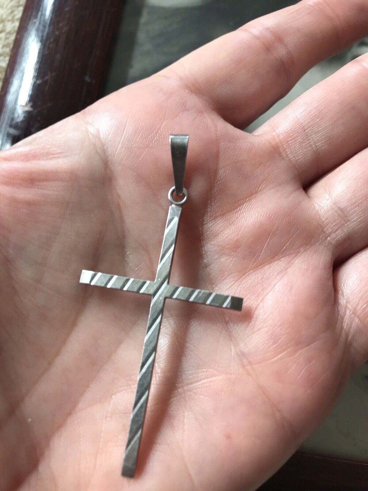 alt schöne Form 925 Silber Kreuz Anhänger Kettenanhänger