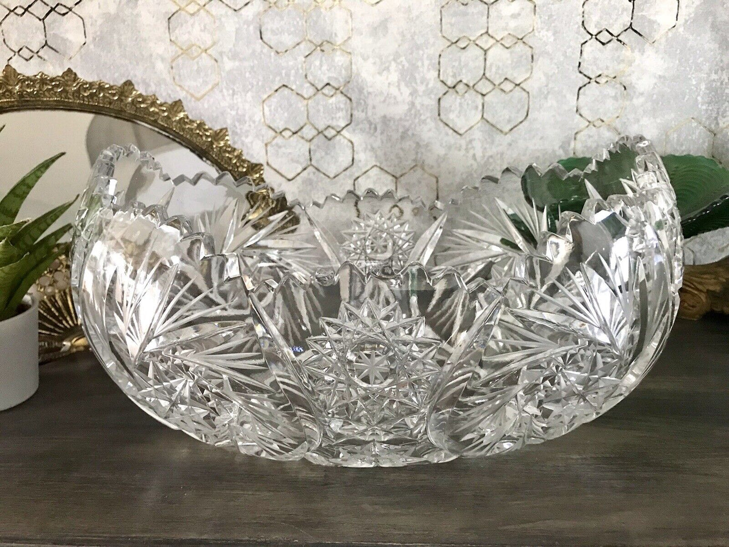 Groß EDEL Bleikristall Schale Glasschale Jardiniere Kristallglas Glas Böhmen