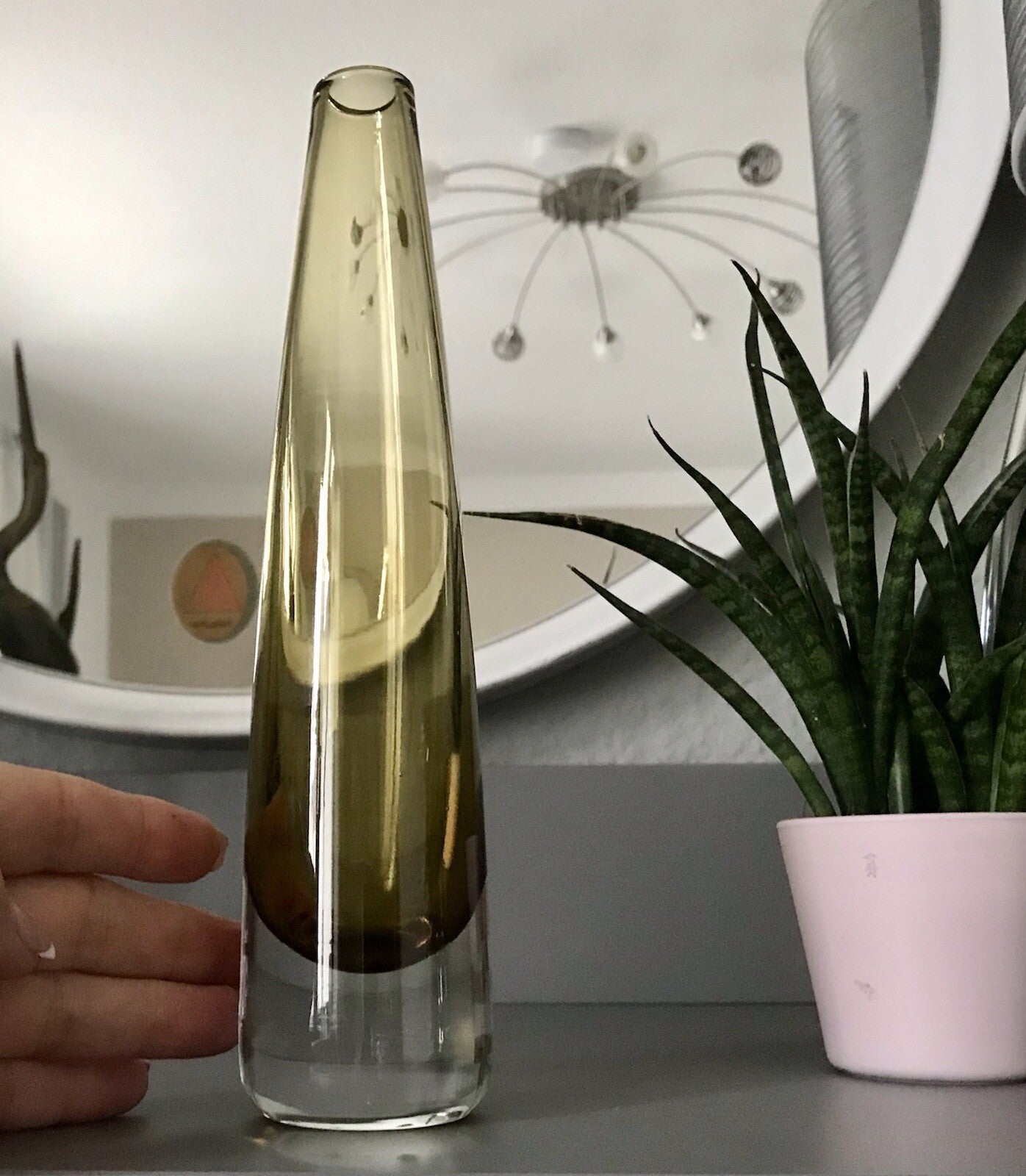 Vintage Design Glasvase Glas gelb Vase MidCentury Kosta Boda